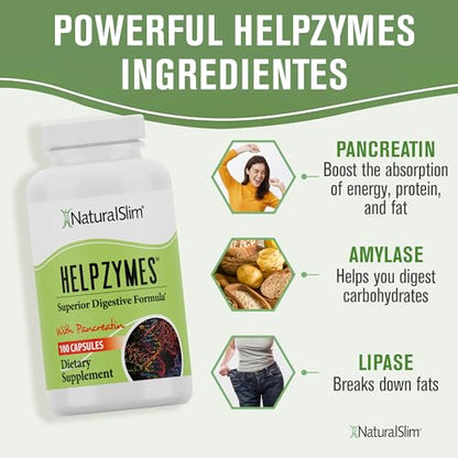 NaturalSlim Helpzymes Digestive Enzymes for Digestion, Bloating, Gas Reli NaturalSlimUS supplements