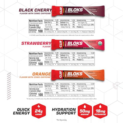 CLIF BLOKS - Energy Chews - Variety Pack - Non-GMO - Plant Based Clif BarUS supplements