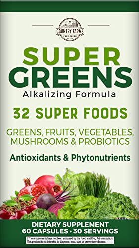 COUNTRY FARMS Super Greens Vegicaps, 32 Super Foods, Whole Food Supplement COUNTRY FARMSUS supplements