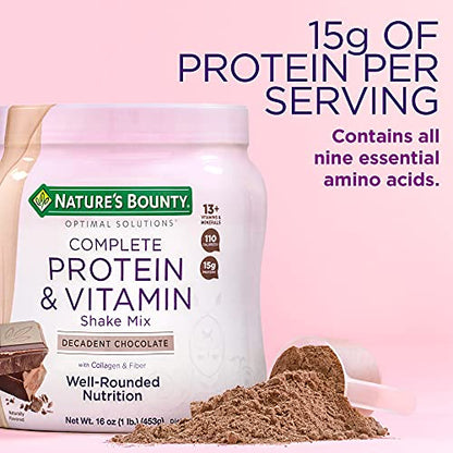 Nature's Bounty Complete Protein & Vitamin Shake Mix with Collagen & Fiber, Contains Vitamin C Nature's BountyUS supplements