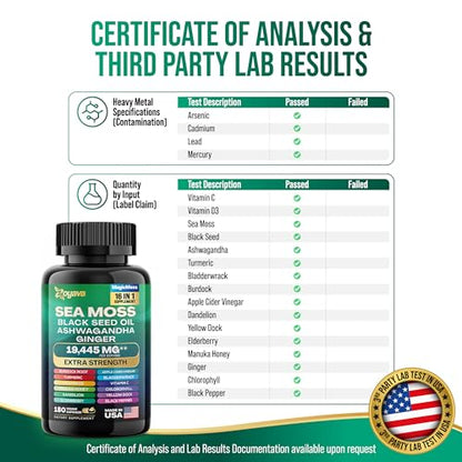 Sea Moss 7000mg Black Seed Oil 4000mg Ashwagandha 2000mg Turmeric 2000mg ZoyavaUS supplements