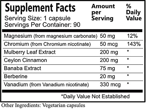 Daily Maunfacturing Carbo-Care™ (Magnesium, Chromium, Mulberry Leaf Extract, Ceylon Cinnamon, Banaba Extract, Berberine, Vanadium) 90 Vegetarian Capsules Daily Manufacturingnz supplements