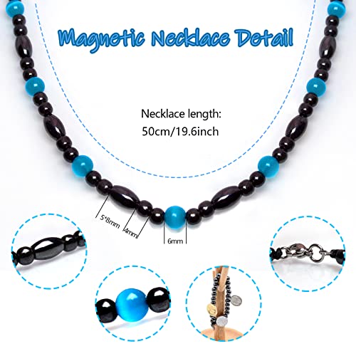 Magnetic Therapy Necklace Hematite Necklace Black Obsidian Aquamarine Magnetic Necklace HionAu supplements