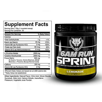 6AM Run Sprint - Pre Workout Powder for Instant Energy Boost for Cardio and Focus 6AM RunUS supplements
