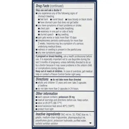 Advil PM Liqui-Gels Pain Reliever and Nighttime Sleep Aid, Pain Medicine with Ibuprofen for Pain Relief and Diphenhydramine HCL for a Sleep Aid - 40 Liquid Filled Capsules - Back to College AdvilAu supplements