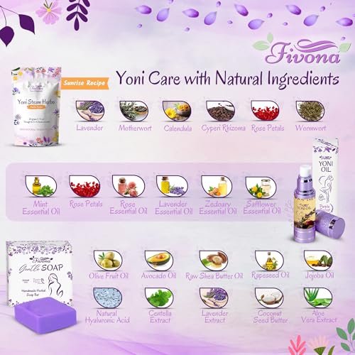 FIVONA Yoni Care Kit 4 in 1 - pH Balanced Natural Yoni Oil, Herbal Bar Soap for Feminine V Wash, Detox FIVONAAu supplements