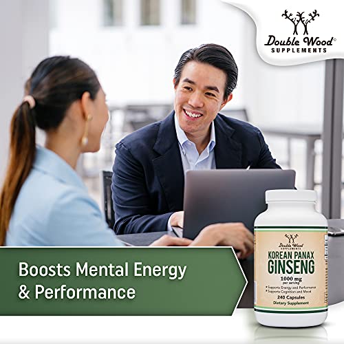 Ginseng Capsules (Korean Red Ginseng Extract, Panax Ginseng 10% Ginsenosides) Double Wood SupplementsUS supplements