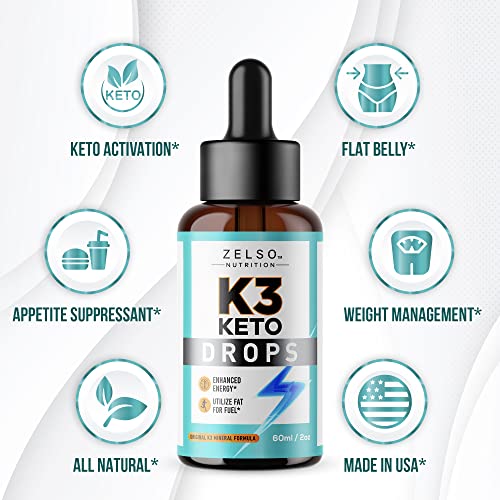 K3 Keto Drops for Weight Loss - Fat Burner & Metabolism Booster | Advanced Keto Carb ZELSOAu supplements