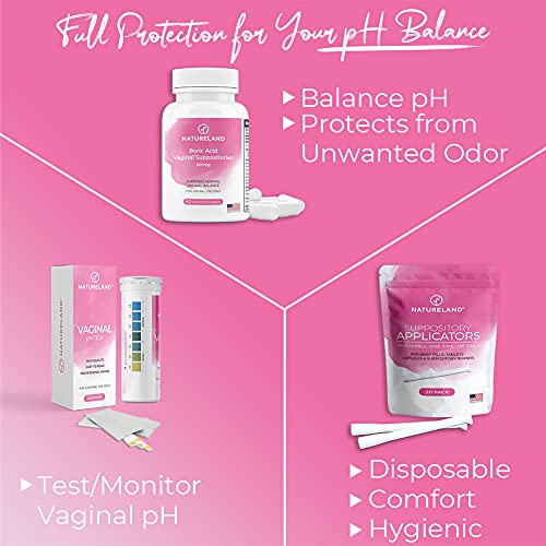 Natureland 40 Count, 600mg Boric Acid Vaginal Suppositories, Made in USA, Restore pH Balance NaturelandAu supplements