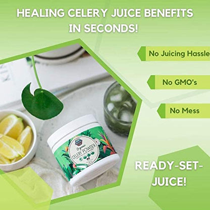 Organic Celery Juice Powder (40 Servings) Supports Gut Health, Detox Juice Cleanse Paradise Naturals, Purest Ingredients from the SourceUS supplements