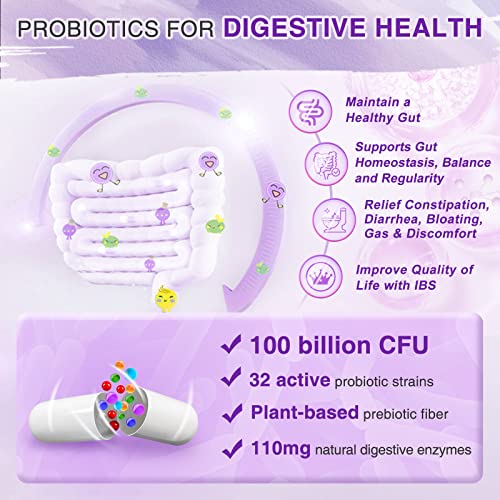 Probiotics for Women Digestive Health with Enzymes & Prebiotics 100 Billion | Vaginal Probiotics ZEBORAAu supplements