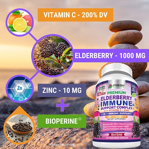 FRESH HEALTHCARE Elderberry Capsules - High Potency Black Elderberry with Zinc FRESH HEALTHCAREUS supplements