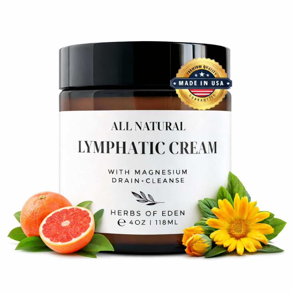 Organic Lymphatic Massage Cream with Magnesium – Natural Topical Cream | Stimulate Lymph Fluid | Family Owned, Made in USA Herbs of EdenAu supplements