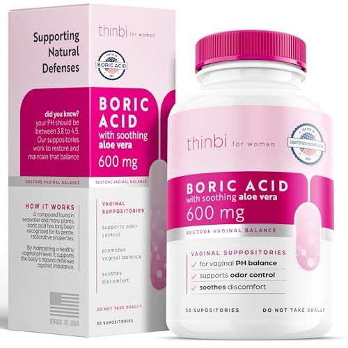 Thinbi Boric Acid Suppositories for Women w/Aloe Vera - BV Treatment & PH Balance ArtnaturalsAu supplements