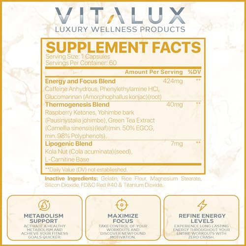 VITALUX || Premium Thermogenic Energy Burn || Metabolism Support, Boost Energy Levels EPN SupplementsAu supplements