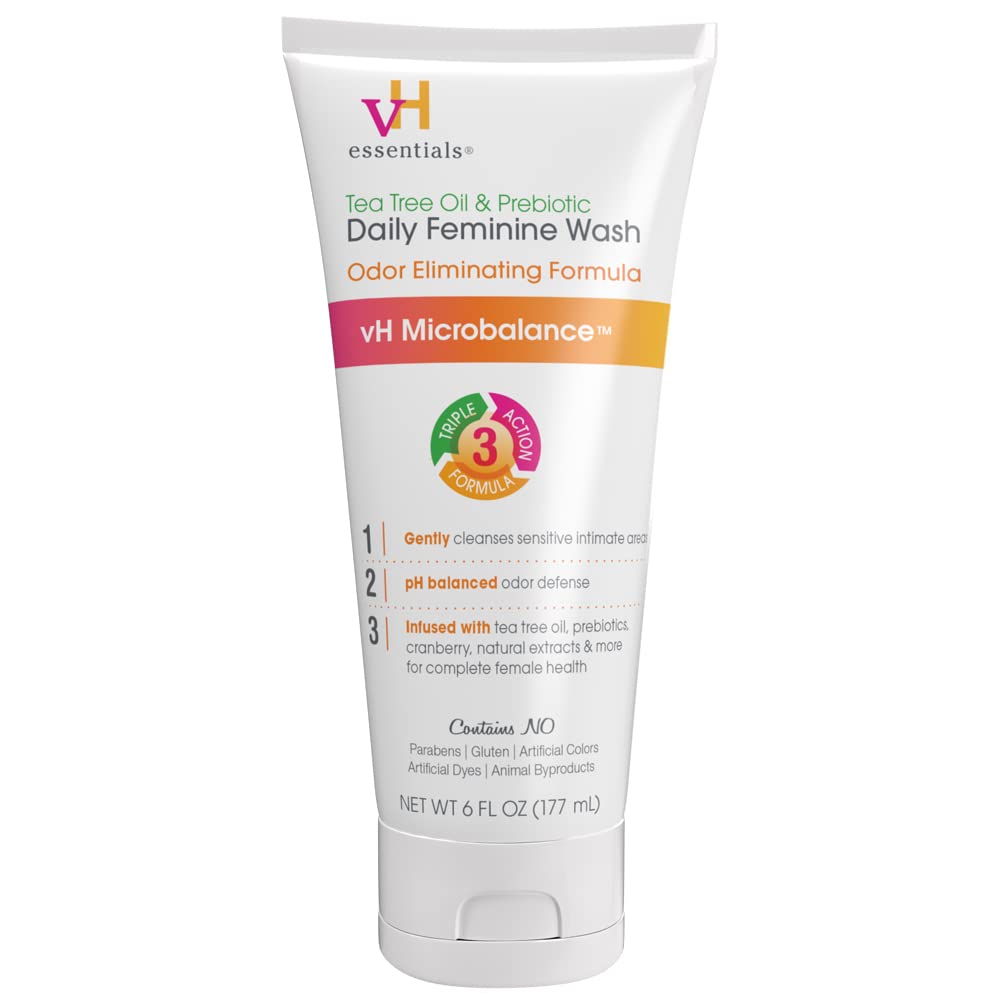 vH essentials, Ph Balanced Daily Feminine Wash, Tea Tree Oil & Prebiotic vH essentialsUS supplements