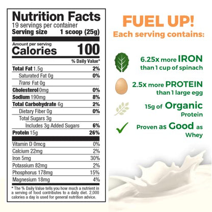 Growing Naturals | Vanilla Raw Pea Powder 15g Plant Protein | 2.8G BCAA, Low-Carb Growing NaturalsUS supplements