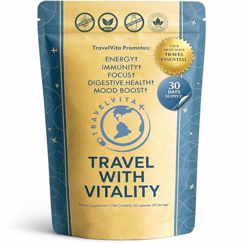 Natural Travel Pills - Traveling Supplement for Jet Lag Relief, Digestion, Immunity, Energy, Sleep, Circulation - Vacation and Long Flight Essentials for Men and Women - 30 Day Supply TravelVitaAu supplements