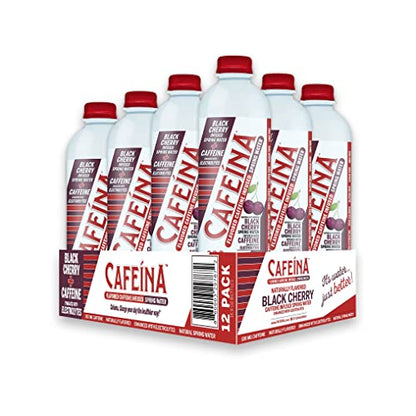 Cafeina - Naturally Flavored Black Cherry Caffeinated Spring Water (12 Pack) - 100mg Caffeine CAFEINAUS supplements