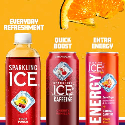 Sparkling Ice, Fruit Punch Sparkling Water, Zero Sugar Flavored Water, with Vitamins Sparkling ICEUS supplements