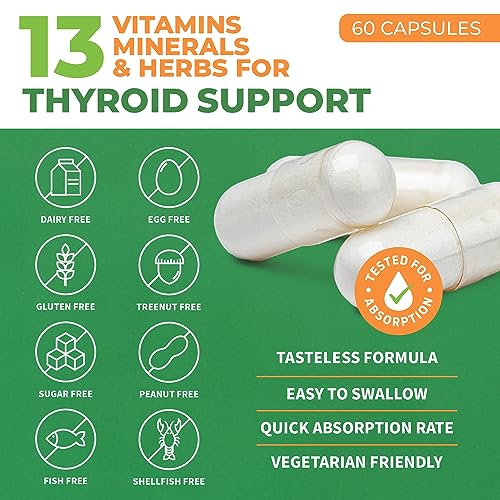 Thyroid Support for Women and Men with Iodine - Energy, 60 Vegetarian ForestLeafAu supplements