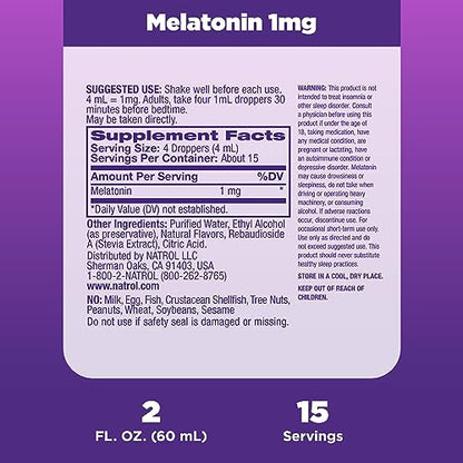 Natrol Liquid Melatonin 1mg, Berry-Flavored Dietary Supplement for Restful Sleep, 2 Fl Oz NatrolUS supplements