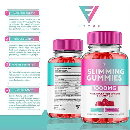 (3 Pack) Slimming Gummies It Works Slimming Gummies for Weight Loss with Apple Cider FyvusUS supplements