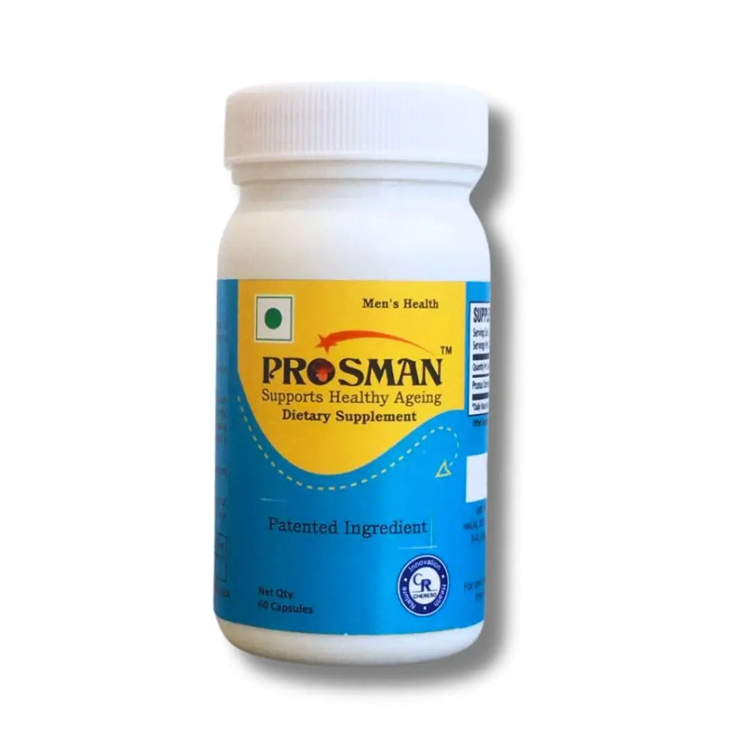 Prosman Supplement - Supports Healthy ageing & Improves Urinary Function | Patented Ingredient | Prunus domestica/pygeum (1Pack- 60 Capsules) PROSMANAu supplements