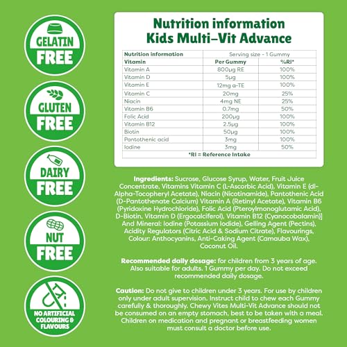 Chewy Vites Kids Multivitamin Advance 60 Gummy Vitamins | 11 Essential Nutrients CHEWY VITESUS supplements
