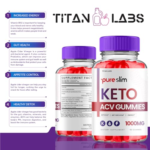 (3 Pack) Pure Slim Keto ACV Gummies, Pure Slim Keto ACV Advanced Weight Loss 1000 MG Titan LabsUS supplements