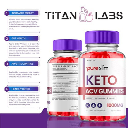 (3 Pack) Pure Slim Keto ACV Gummies, Pure Slim Keto ACV Advanced Weight Loss 1000 MG Titan LabsUS supplements