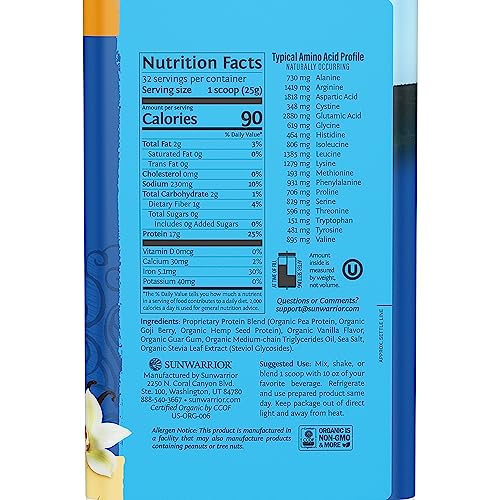 Vegan Protein Powder Plant-based Protein Powder USDA Organic | BCAA Amino Acids SunwarriorUS supplements
