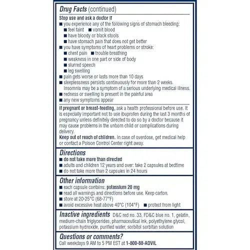 Advil PM Liqui-Gels Pain Reliever and Nighttime Sleep Aid, Pain Medicine with Ibuprofen for Pain Relief and Diphenhydramine HCL for a Sleep Aid - 80 Liquid Filled Capsules - Back to College AdvilAu supplements