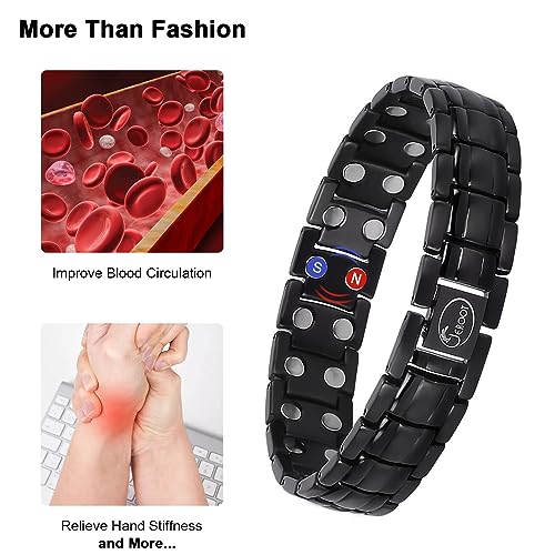 JEROOT Magnetic Bracelets for Men, Pure Titanium Double Row Strong Magnets JEROOTUS supplements