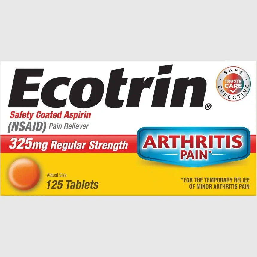 Ecotrin Safety Coated Aspirin Arthritis Pain Reliever Tablets, Regular Strength, NSAID 325 mg, 125 ct (Pack of 2) EcotrinAu supplements
