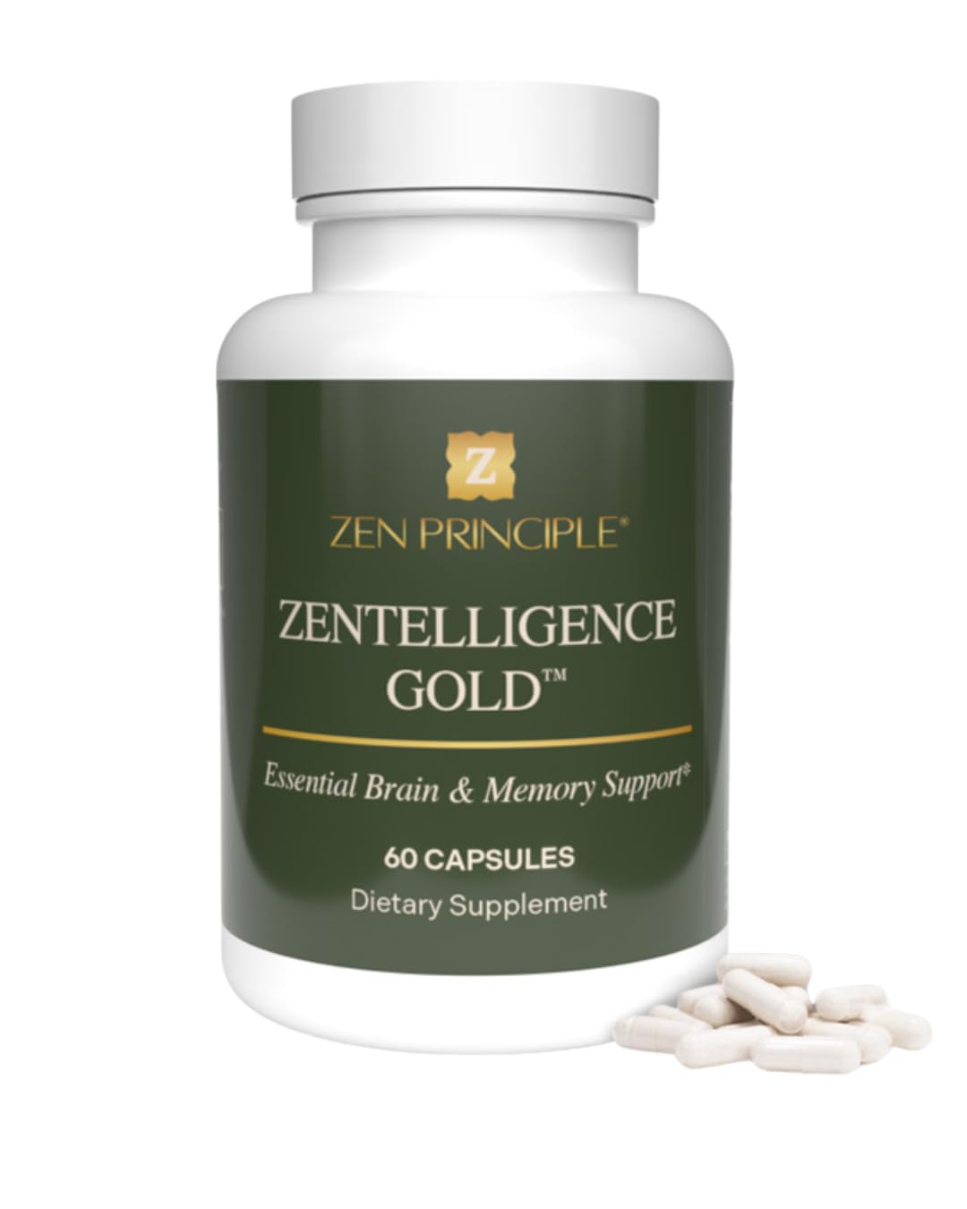 Zen Principle Zentelligence™ Gold Brain Supplement – Memory, Focus & Mental Clarity. Premium Cognitive Support for Adults 40+ with Magnesium, Vitamin D3, CoQ10, Vitamin B12 & L-Theanine. 60 Capsules Zen PrincipleAu supplements