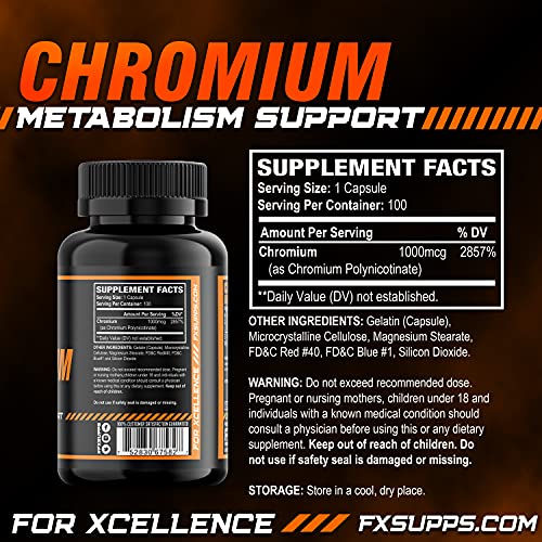 FX Supps Chromium Polynicotinate 1000 mcg (100 Capsules) Weight Management Supplements FXSUPPSUS supplements