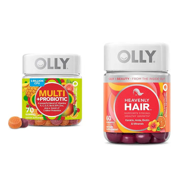OLLY Multi + Probiotic Adult Multivitamin Gummy, 1 Billion CFUs, Digestive and Immune Support & Heavenly Hair Gummy, Supports Healthy Hair OLLYAu supplements