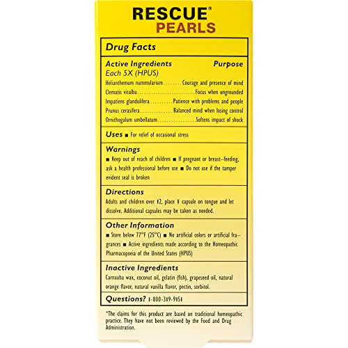 Bach RESCUE PEARLS, Natural Orange Vanilla Flavor, Natural Stress Relief, Homeopathic Flower Essence RESCUEAu supplements