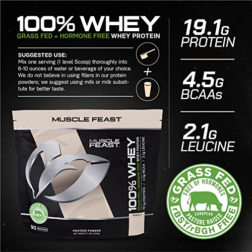 Muscle Feast 100% Grass-Fed Whey Protein, Pastured Raised Hormone Free All Natural Muscle FeastUS supplements
