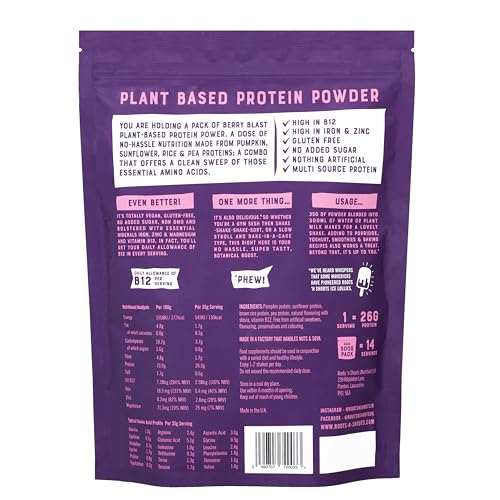 Roots 'n Shoots Vegan Protein, Shake, Berry Flavour, with Added B12, 26g Protein ROOTS 'N SHOOTSAu supplements