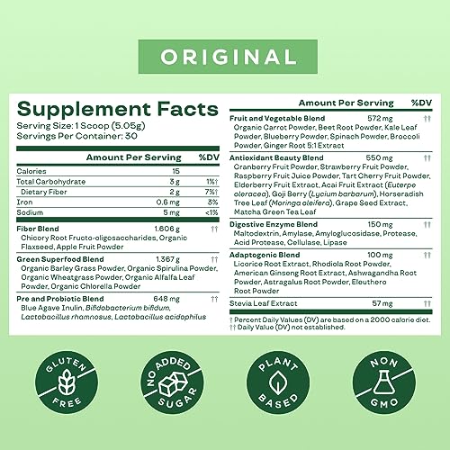 Bloom Nutrition Super Greens Powder Smoothie & Juice Mix (Original) Bloom NutritionUS supplements
