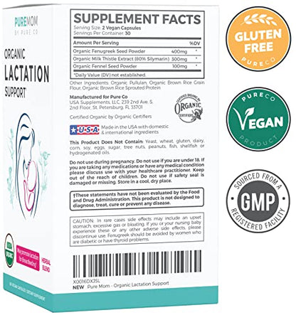 USDA Organic Lactation Supplement - Increase Milk Supply with Herbal Breastfeeding PURE COUS supplements