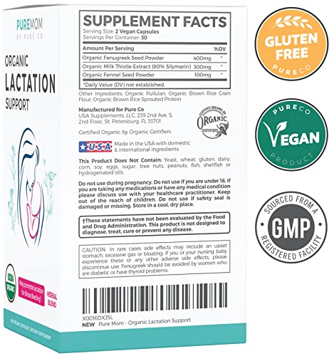 USDA Organic Lactation Supplement - Increase Milk Supply with Herbal Breastfeeding PURE COAu supplements