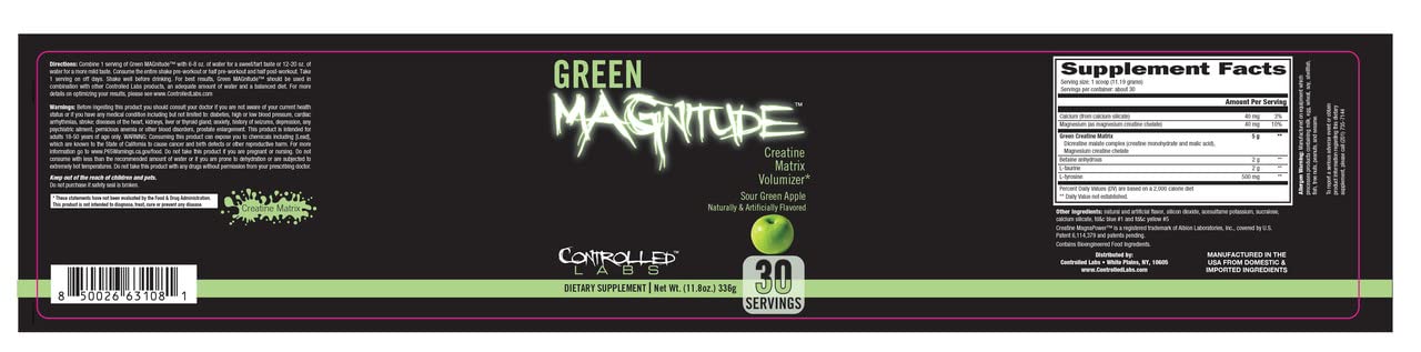 CONTROLLED LABS Green Magnitude Supplement, Synergistic Creatine Formula Powder CONTROLLED LABSAu supplements