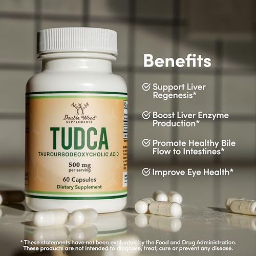TUDCA Bile Salts Liver Support Supplement, 500mg Servings, Liver and Gallbladder Double Wood SupplementsUS supplements