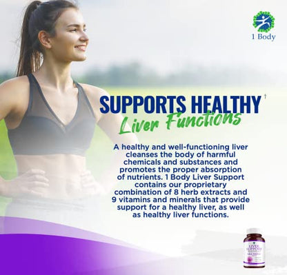 1 Body Liver Support: Twin Pack - 60 Capsules Each - Milk Thistle 1 BodyUS supplements