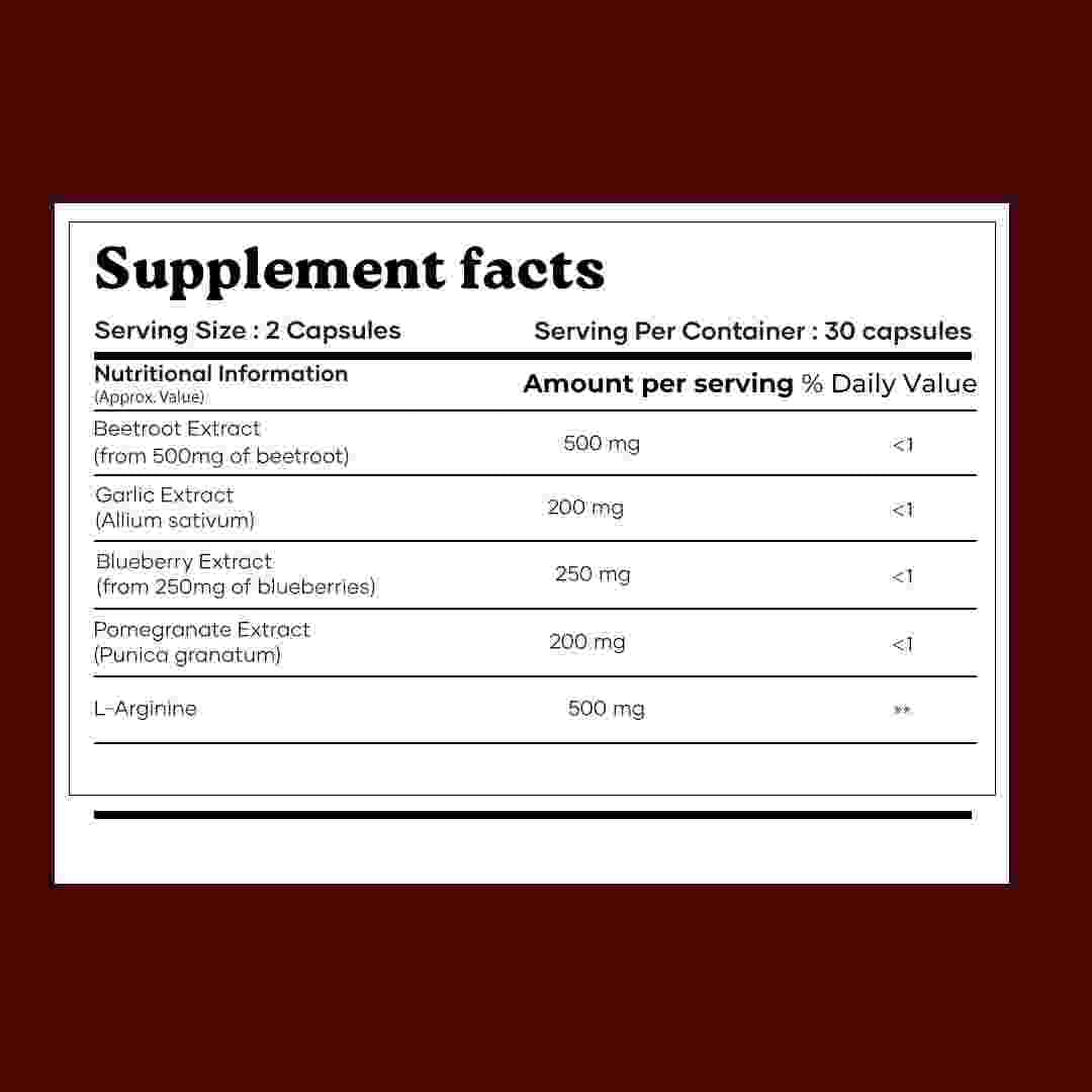 MarsbyGHC Natural Beetroot Capsules | with Garlic, Blueberry, Pomegranate & L-Arginine | Plant-Based Supplement | Pack of 1 mars by GHCAu supplements