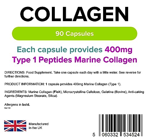 Lindens Collagen (Marine) 400mg Capsules - 90 Pack - Marine Source Hydrolysed Collagen LindensUS supplements