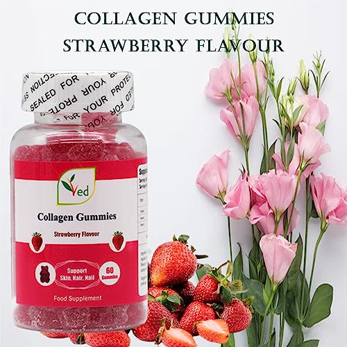 Ved Collagen Gummies; Chew Gummies Strawberry Flavour, Raw Unfiltered Collagen Gummies VedUS supplements